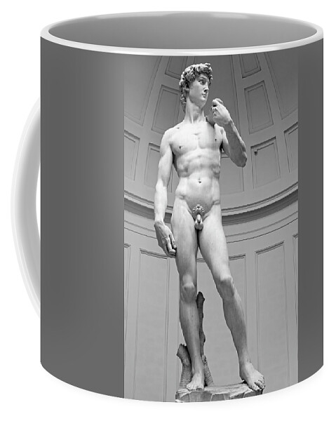 David Coffee Mug featuring the photograph Michelangelo David Marble Statue, Accademia Gallery, Florence, Italy by Kathy Anselmo