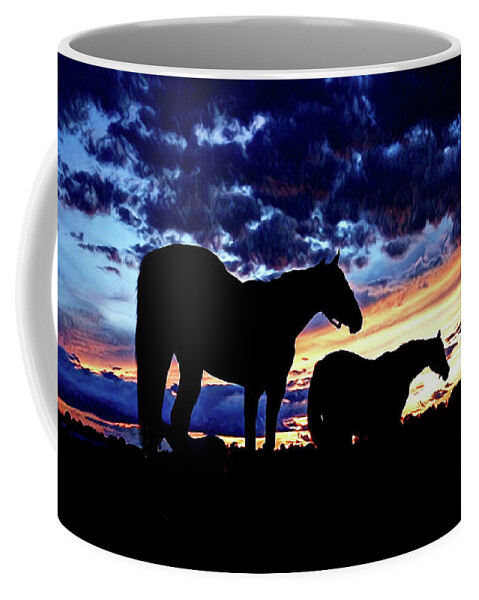 Horse Coffee Mug featuring the digital art Dawn Breaking by CAC Graphics