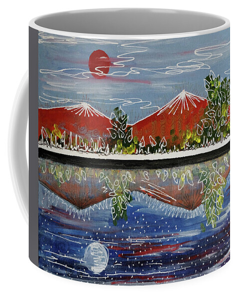 Abstract Mountain Paintings Coffee Mug featuring the painting Day and Night by Laura Hol Art