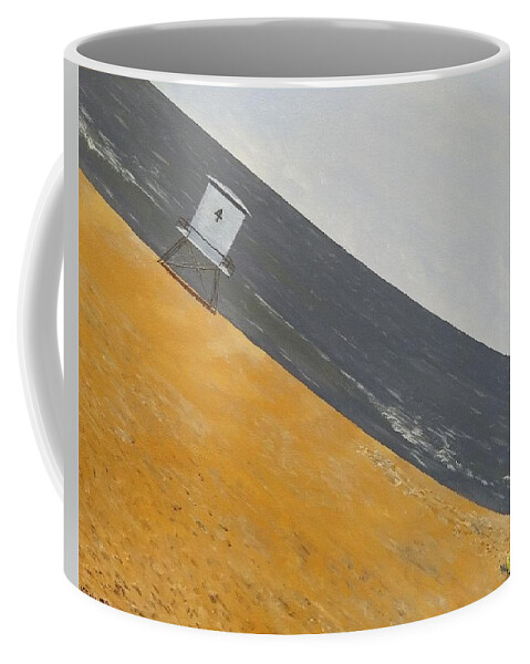 Gravitational Surrealism Coffee Mug featuring the painting Day at the Beach by Kevin Daly