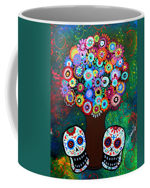 Day Of The Dead Coffee Mug featuring the painting Day Of The Dead Love Offering by Pristine Cartera Turkus