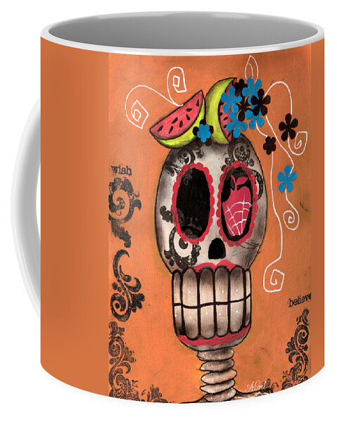 Day Of The Dead Coffee Mug featuring the painting Day of the Dead Watermelon by Abril Andrade