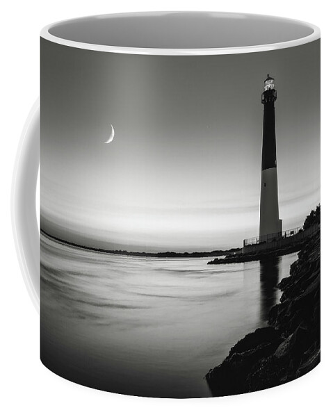 Park Coffee Mug featuring the photograph Daybreak at Barnegat, black and white by Eduard Moldoveanu