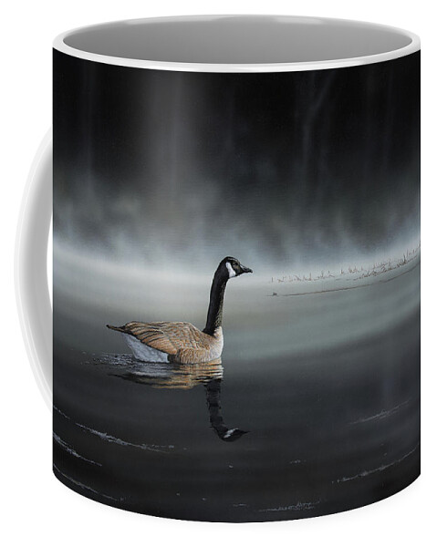 Goose Coffee Mug featuring the painting Daybreak Sentry by Anthony J Padgett
