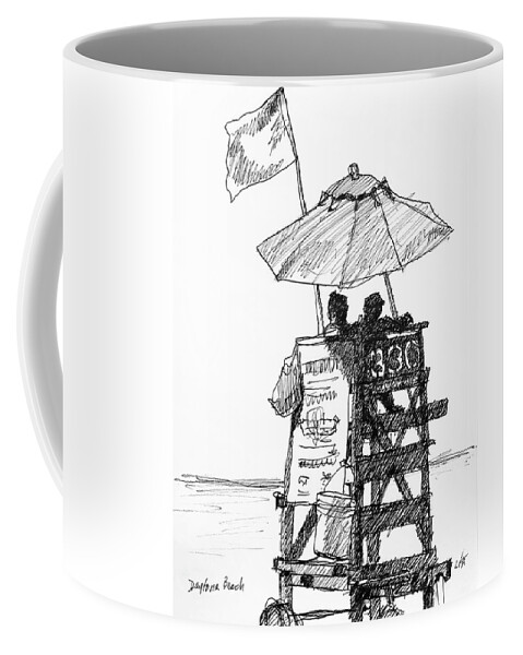 Drawing Coffee Mug featuring the drawing Daytona Beach Sketch by Lisa Tennant
