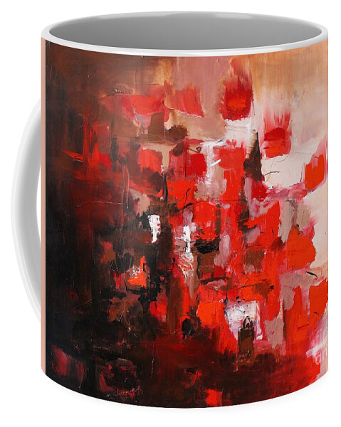 Red Abstract Coffee Mug featuring the painting Dazzle by Preethi Mathialagan