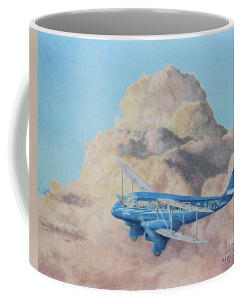 Aircraft Coffee Mug featuring the painting de Havilland Dragon Rapide by Elaine Jones