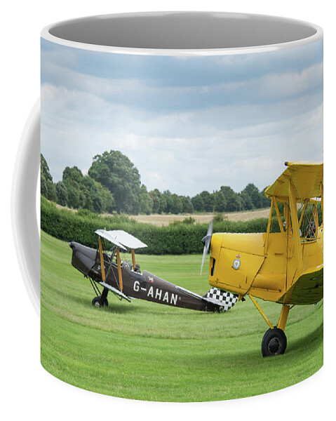 Dh82a Coffee Mug featuring the photograph De Havilland Tiger Moths taxiing by Gary Eason