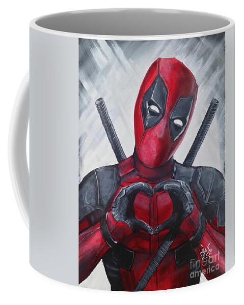 Deadpool Coffee Mug featuring the painting Deadpool Love by Tyler Haddox