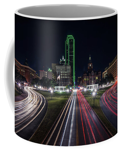 Dallas Coffee Mug featuring the photograph Dealey Plaza Dallas at Night by Todd Aaron