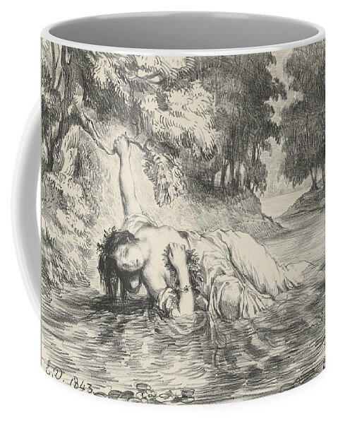 19th Century Art Coffee Mug featuring the relief Death of Ophelia by Eugene Delacroix