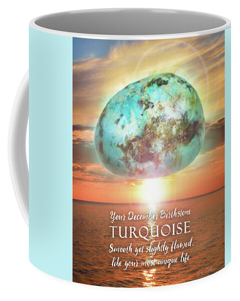 December Coffee Mug featuring the digital art December Birthstone Turquoise by Evie Cook