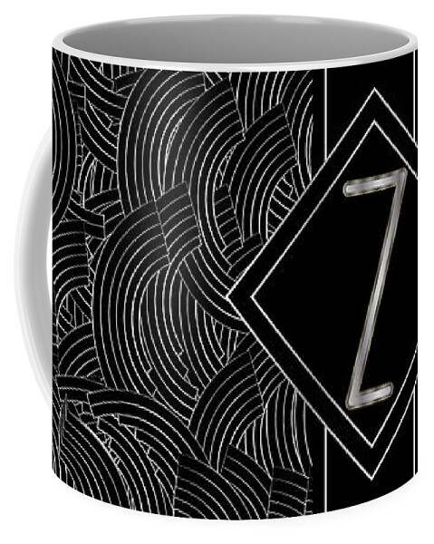 Monogram Coffee Mug featuring the digital art Deco Jazz Swing Monogram ...letter z by Cecely Bloom