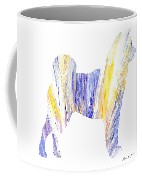 Abstract Coffee Mug featuring the painting Decorative Husky Abstract O1015Q by Mas Art Studio
