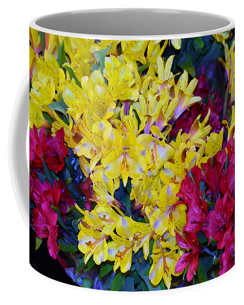 Masartstudio Coffee Mug featuring the mixed media Decorative Mixed Media Floral A3117 by Mas Art Studio