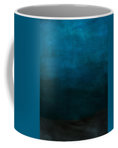 Blue Coffee Mug featuring the mixed media Deep Blue Mood- Abstract Art by Linda Woods by Linda Woods