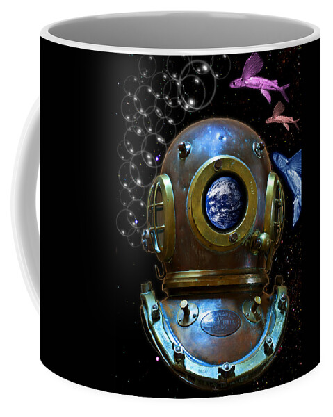 Deep Coffee Mug featuring the photograph Deep diver in delirium of blue dreams by Pedro Cardona Llambias