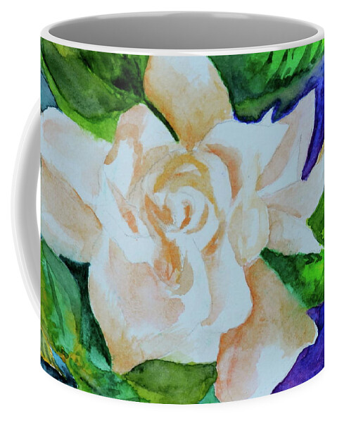 Gardenia Coffee Mug featuring the painting Deep Gardenia by Beverley Harper Tinsley