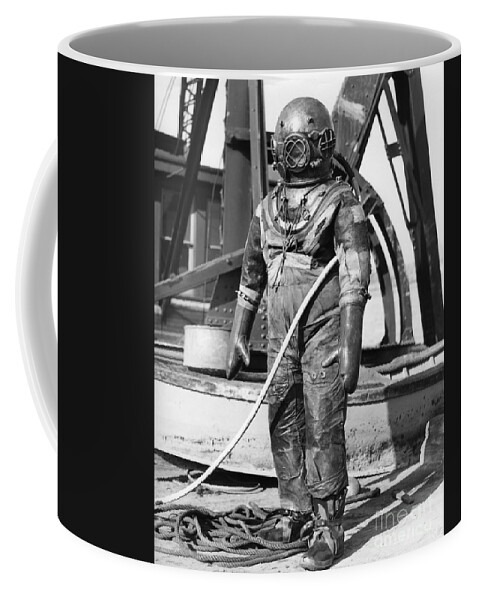 1930s Coffee Mug featuring the photograph Deep Sea Diving Suit, C.1930-40s by H. Armstrong Roberts/ClassicStock