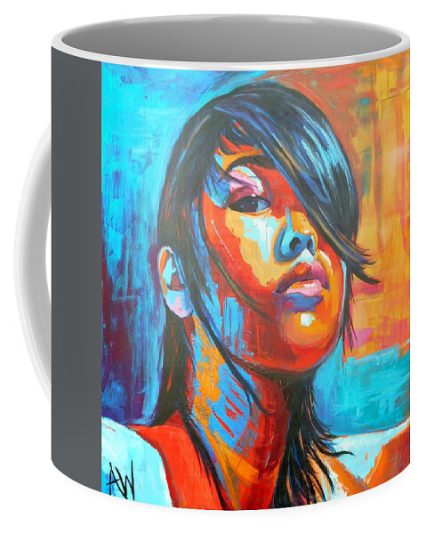 Art Coffee Mug featuring the painting Defiance by Angie Wright
