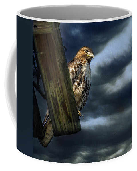 Buteo Coffee Mug featuring the photograph Defiance by Belinda Greb