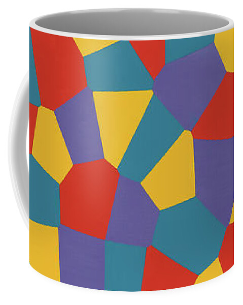 Abstract Coffee Mug featuring the painting Delaunay Triptych Panel 1 by Janet Hansen