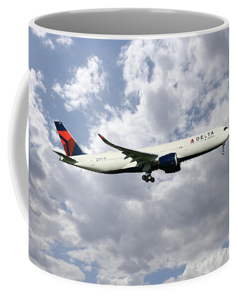 Delta Coffee Mug featuring the digital art Delta Air Lines - Airbus A350-941 - N502DN by Airpower Art