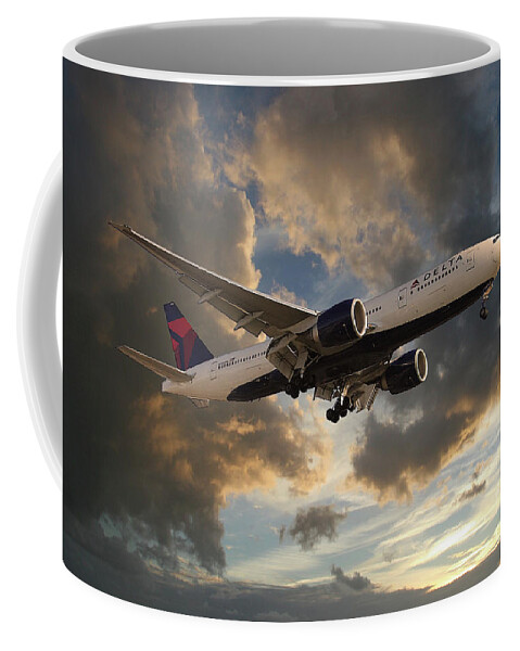 Delta Airlines Coffee Mug featuring the digital art Delta Air Lines Boeing 777-200LR by Airpower Art