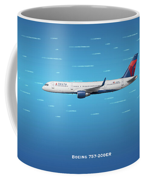 Delta Boeing 757-200 Coffee Mug featuring the digital art Delta Boeing 757-200ER by Airpower Art