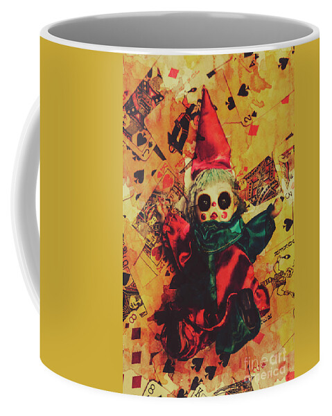 Evil Coffee Mug featuring the photograph Demonic possessed Joker doll by Jorgo Photography