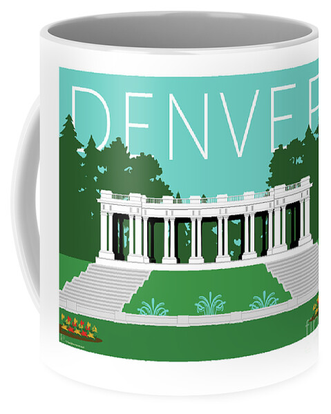 Denver Coffee Mug featuring the digital art DENVER Cheesman Park/Lt Blue by Sam Brennan