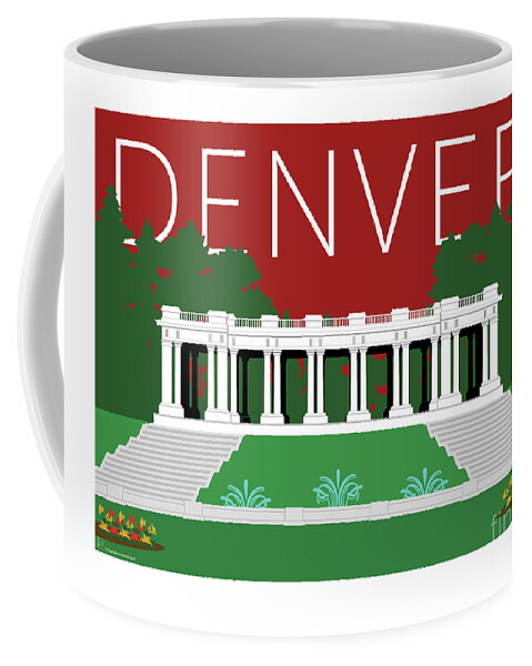 Denver Coffee Mug featuring the digital art DENVER Cheesman Park/Maroon by Sam Brennan