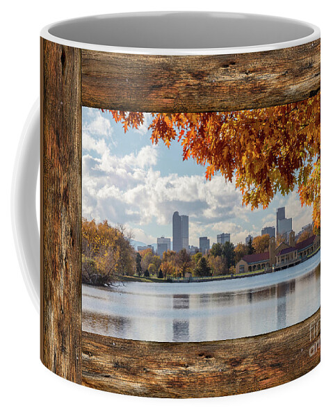 Windows Coffee Mug featuring the photograph Denver City Skyline Barn Window View by James BO Insogna