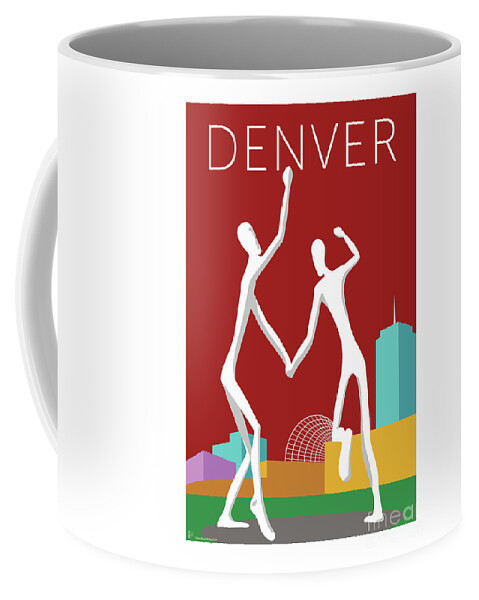Denver Coffee Mug featuring the digital art DENVER Dancers/Maroon by Sam Brennan