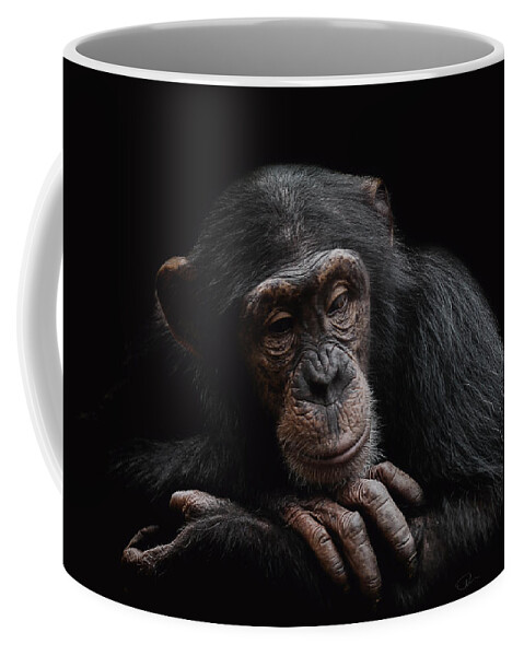 Chimpanzee Coffee Mug featuring the photograph Depression by Paul Neville