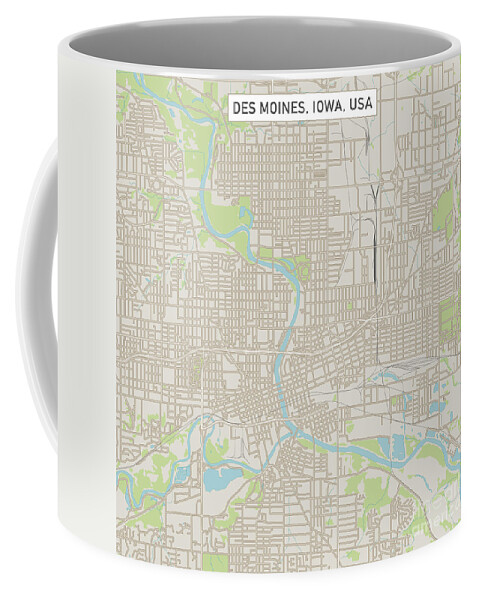 Des Moines Coffee Mug featuring the digital art Des Moines Iowa US City Street Map by Frank Ramspott