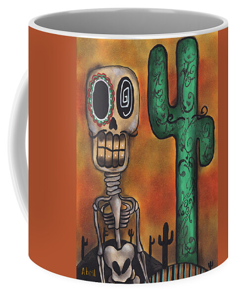 Day Of The Dead Coffee Mug featuring the painting Desert by Abril Andrade