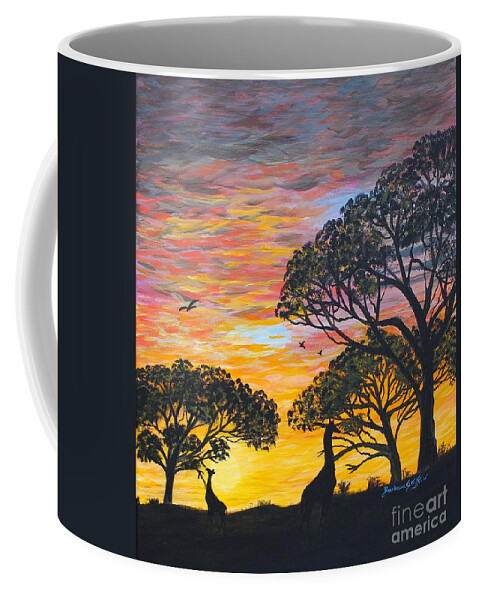 Barbara Griffin Coffee Mug featuring the painting Desert Sunset by Barbara A Griffin