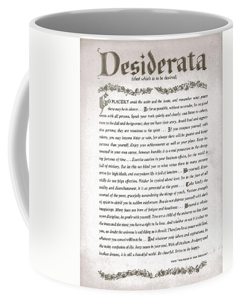 Desiderata Coffee Mug featuring the drawing Desiderata 3 by Desiderata Gallery