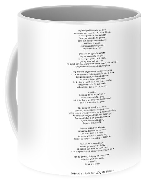 Poem Coffee Mug featuring the digital art Desiderata by Max Ehrmann - by Georgia Clare