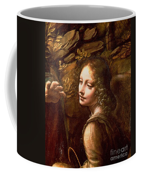 Leonardo Da Vinci Coffee Mug featuring the painting Detail of the Angel from The Virgin of the Rocks by Leonardo Da Vinci