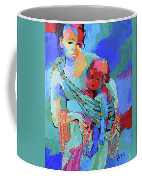 Mother And Child Coffee Mug featuring the painting Determination by Jyotika Shroff