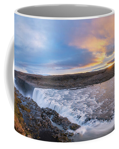 Dettifoss Coffee Mug featuring the photograph Dettifoss Sunrise Panorama by Michael Ver Sprill