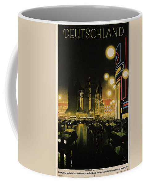Deutschland Coffee Mug featuring the painting Deutschland Vintage Travel Poster - Black and Yellow by Studio Grafiikka