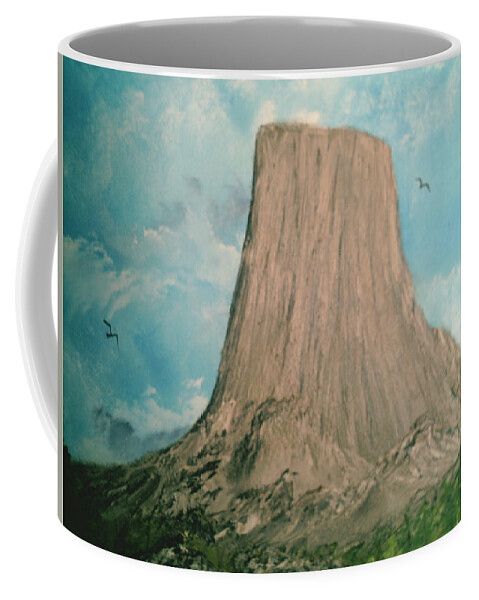 Monument Valley Coffee Mug featuring the painting Devils Tower 2 by Jim Saltis