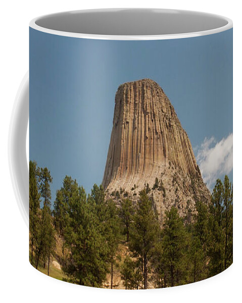 Devil's Tower National Monument Coffee Mug featuring the photograph Devil's Tower and Trees by Julia McHugh