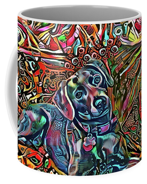Lacy Dog Coffee Mug featuring the mixed media Did Somebody Say Treat? Blue Lacy Dog by Peggy Collins
