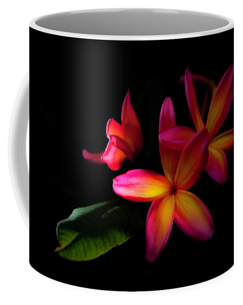 Sunset Plumeria Coffee Mug featuring the digital art Digitized Sunset Plumerias by John A Rodriguez