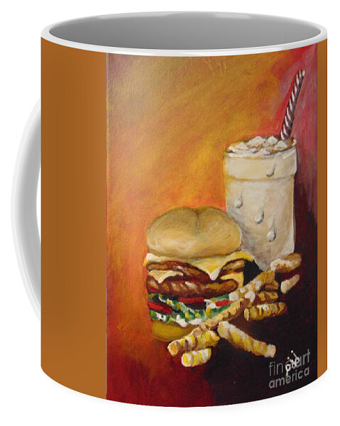 Food Coffee Mug featuring the painting Dinner Time by Saundra Johnson