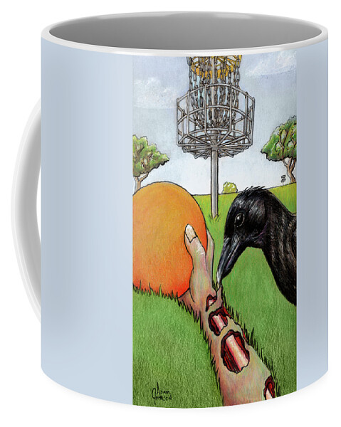 Disc Coffee Mug featuring the painting Death Putt by Adam Johnson